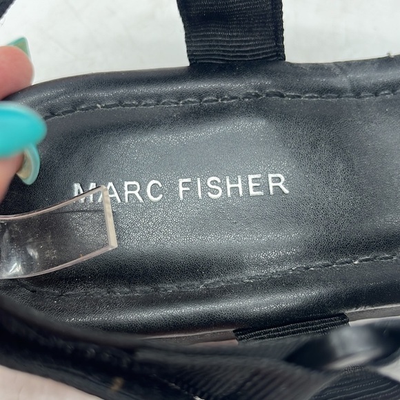 Marc Fisher Black Croc Embossed Sandals Size 10 BSN4031 - Picture 4 of 10